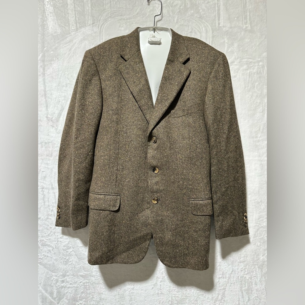 Ermenegildo Zegna Pure Cashmere Brown Tweed 3 button Suit Blazer see measurement